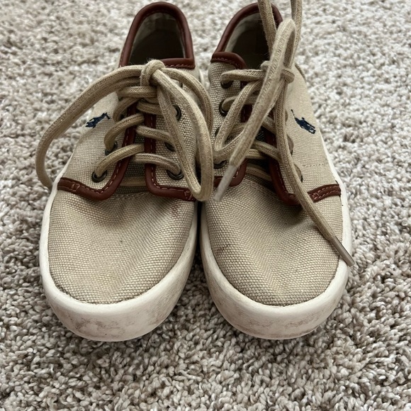 Polo Ralph Lauren Beige Canvas Sneakers toddler size 11 - Picture 2 of 10